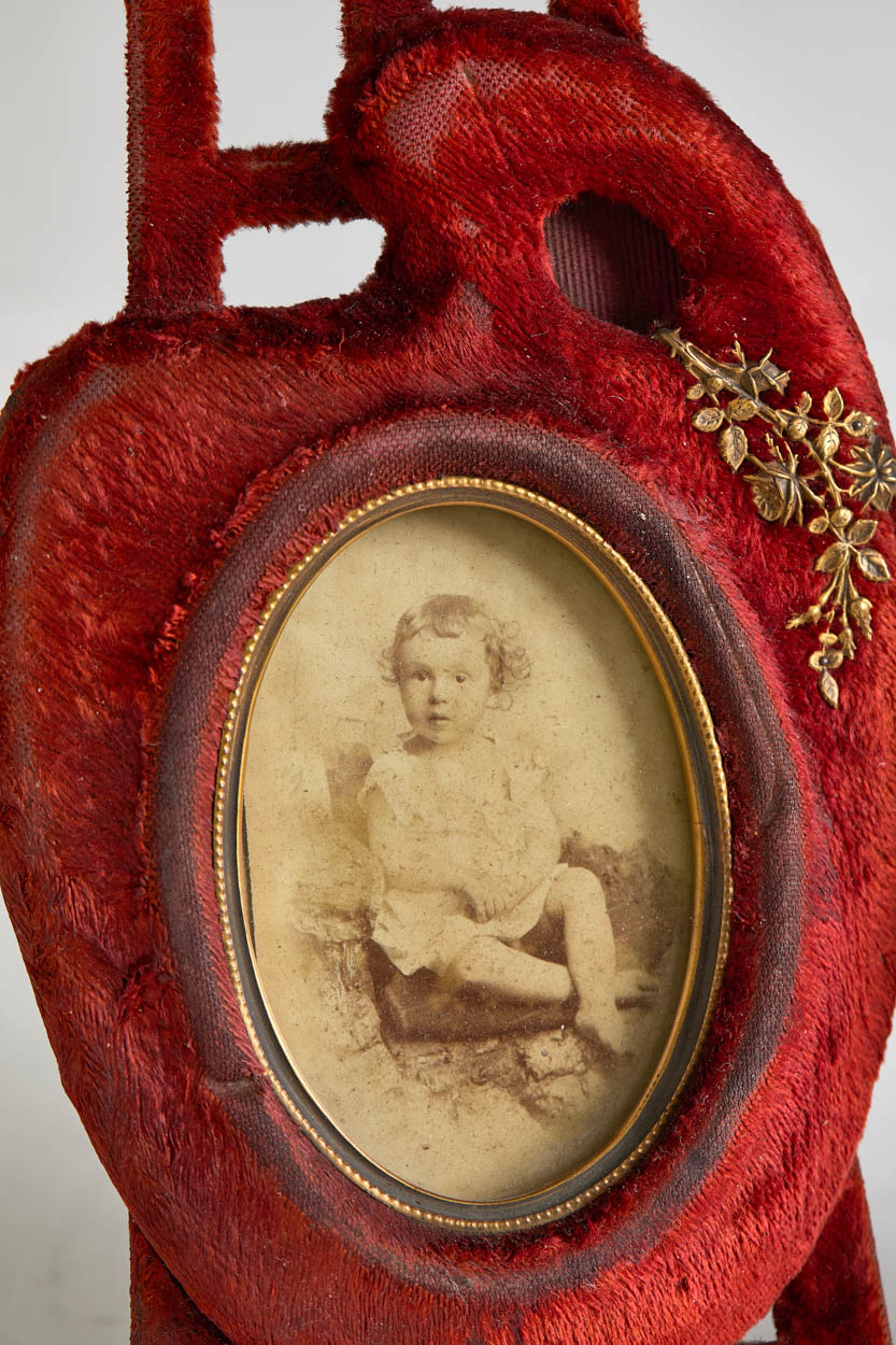 Pair of Antique Napoleon III French Velvet Painter Palette Easel